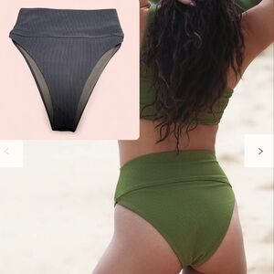 Beach Riot Ribbed Bikini Bottom in Khaki Green